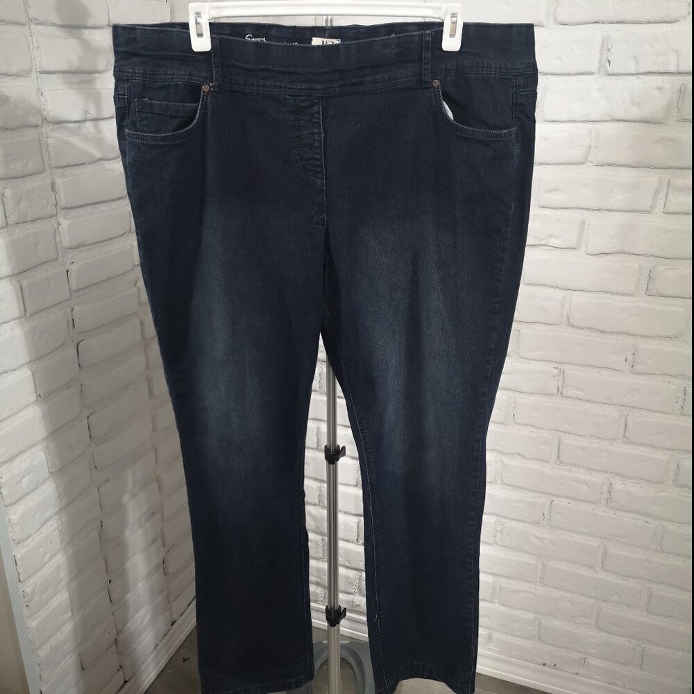 d/c Jeans Ladies Size 24 Dark Wash Pull On Style Savvy Blue Jeans